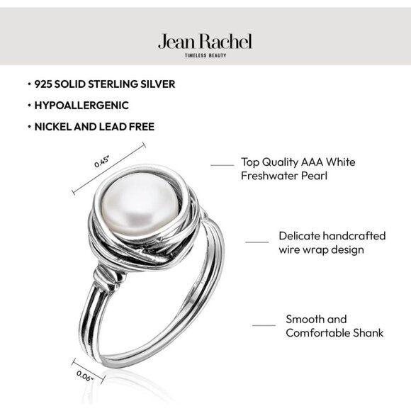 🆕 Women White Fresh Water Pearl Wire Wrap Vintage Design Lead Handcrafted Ring - Picture 5 of 6